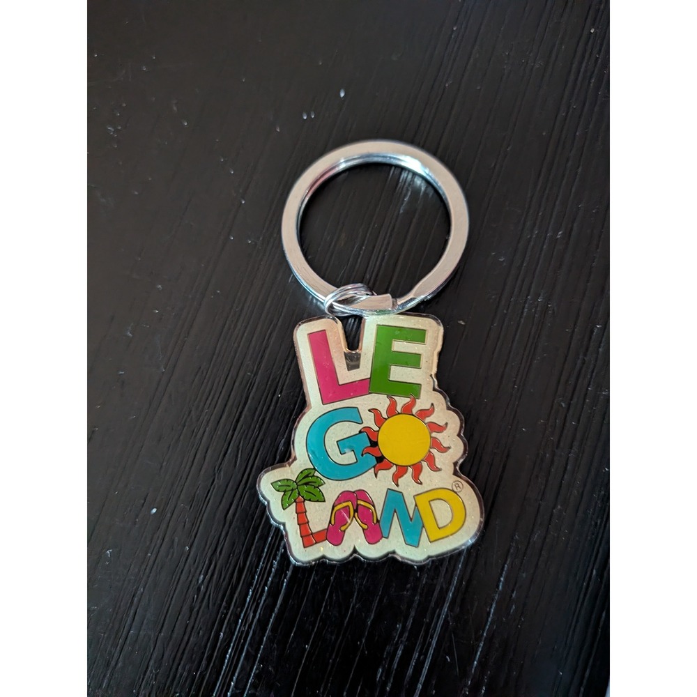LEGOLAND Souvenir Keychain Multicolor Sun Palm Tree Flip Flops Glitter Metal
